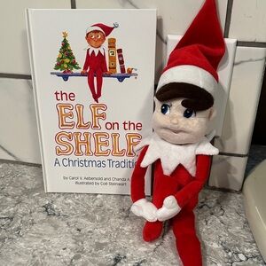 Source Unknown Elf Doll with Book - Red and White